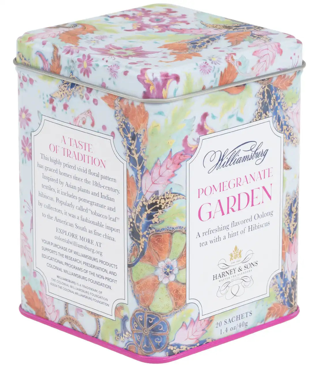 Williamsburg Pomegranate Garden, Tin of 20 Sachets